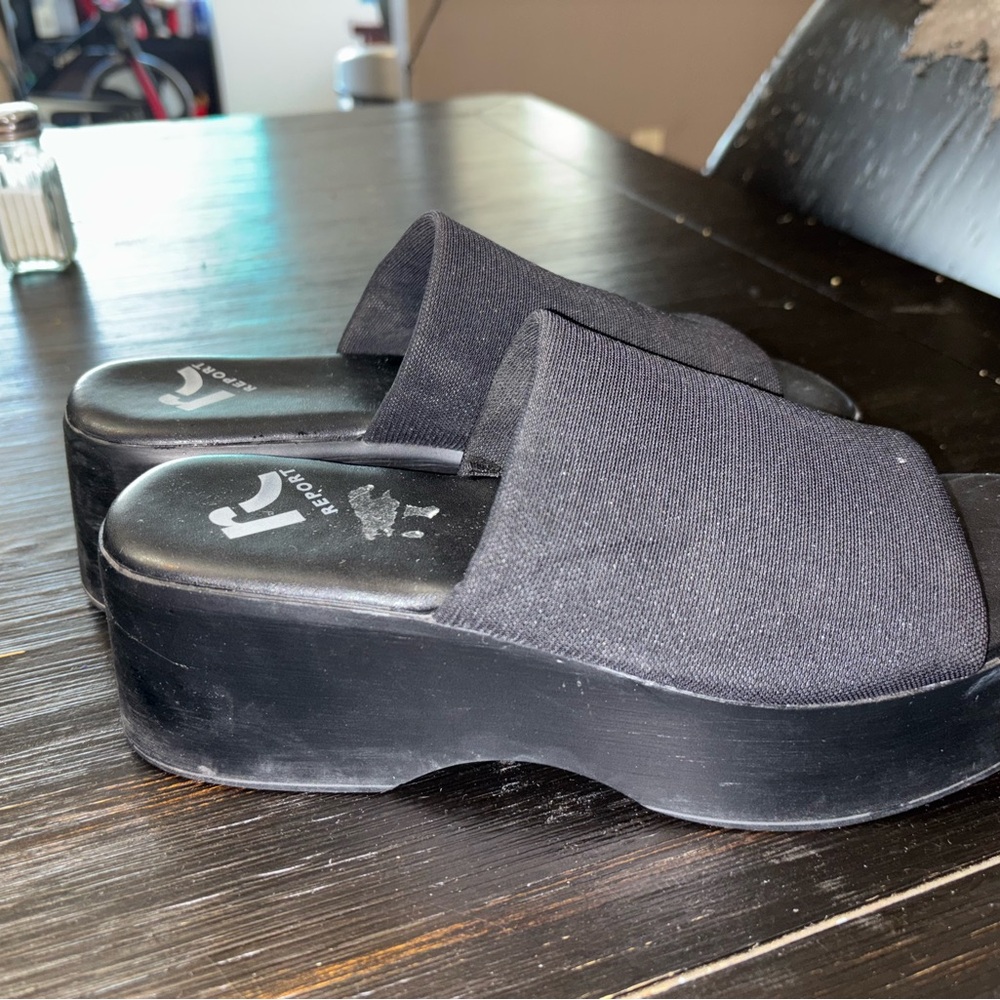 Black Platform Slide Sandals